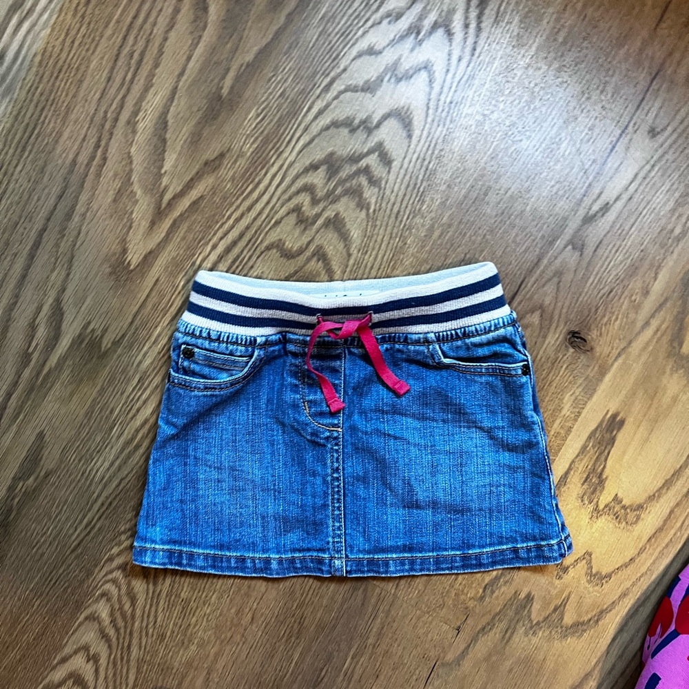 Mini Boden Blue Denim Skirt with Pink Accents